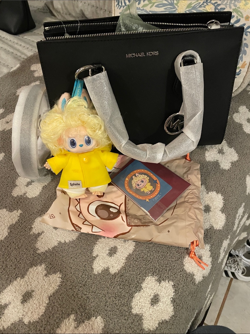 Michael Kors Black Tote with Yellow Plush Charm